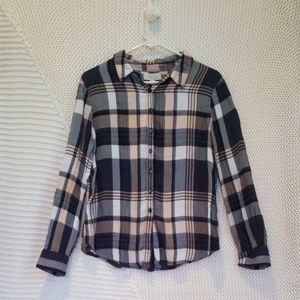 Olive & Oak • Navy & Light Pink Plaid Flannel